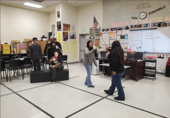 Actors rehearsing their scenes